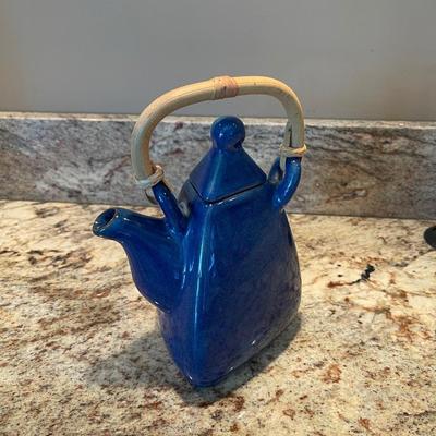 Heavy blue teapot from Bali. 8â€ tall