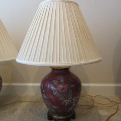 Pair of Ginger Jar Style Table Top Lamps with Shades