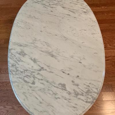 Marble Coffee Table with Wooden Base