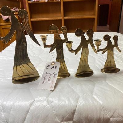 4 Various Size Brass Angle Candle Holders