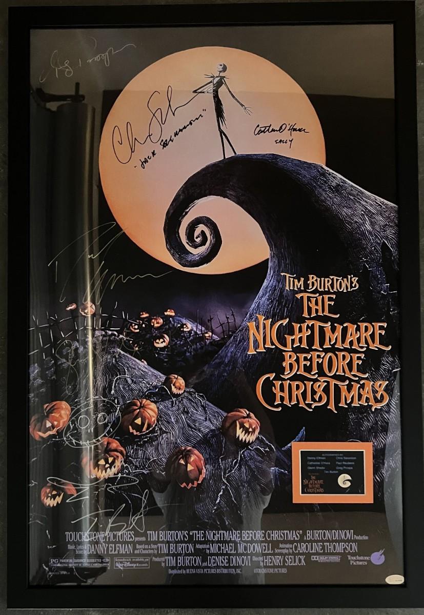 Nightmare Before Christmas cast signed movie poster autographed by