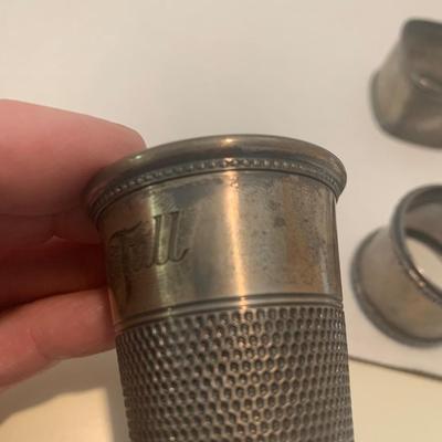 Antique Sterling Thimbles & Napkin Rings (87 grams total)