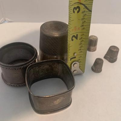 Antique Sterling Thimbles & Napkin Rings (87 grams total)