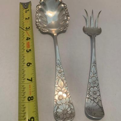 Beautiful Sterling Silver Floral Service Set Spoon / Fork