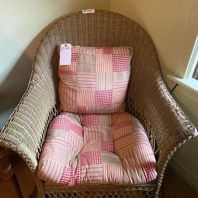 Wicker Chair with Seat and Back Cushions