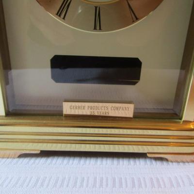 Howard Miller Gold Cased Mantle Clock Gerber Products Service Award