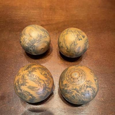 Four small inked gourds. From Thailand