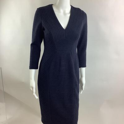 Lot 544 Vintage Donna Morgan Navy Blue Ribbed Dress ( size 2 )