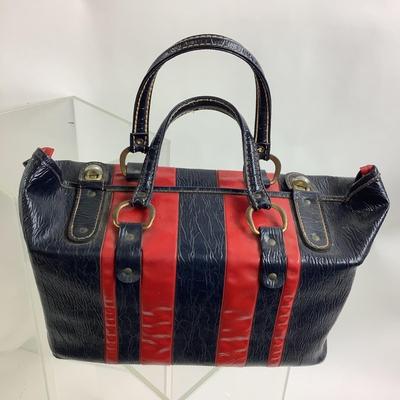 Lot 549 Vintage Blue/Red Ladies Carry-On Bag
