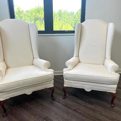 Elegant White Wingback Chairs *Read Details
