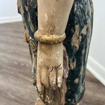 Guan Yin Carved Wooden Goddess Statue *Read Details