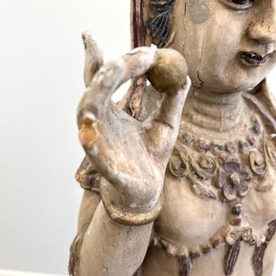 Guan Yin Carved Wooden Goddess Statue *Read Details
