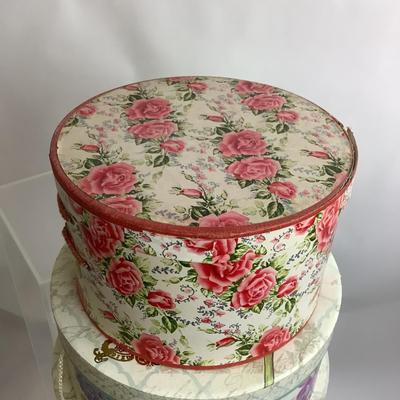 Lot 553 Lot of Three Floral Vintage Hat Boxes