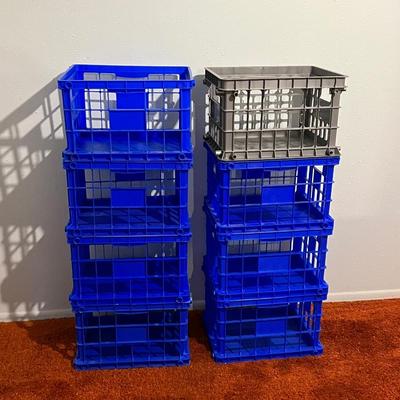 (8) Stackable Solid Bottom Crates