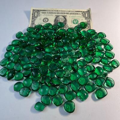 BUNCH OF DARK GREEN SMASHED MARBLE GEMS