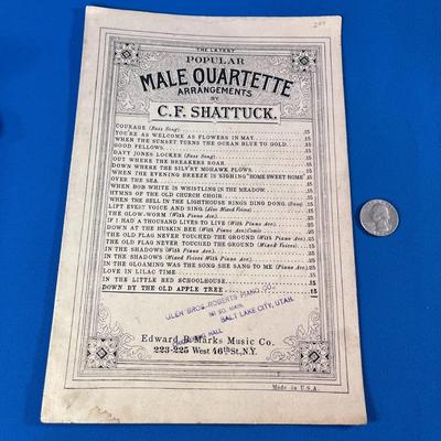 1923 SHEET MUSIC FOR MALE QUARTETTE 