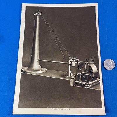 VINTAGE SEPIA TONE PHOTO OF OLD SEISMOGRAPH 7â€ X 9-1/2â€