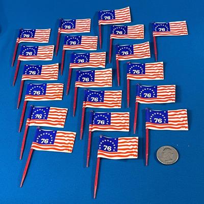 BUNCH OF â€˜76 FLAGS ON PLASTIC PICKS
