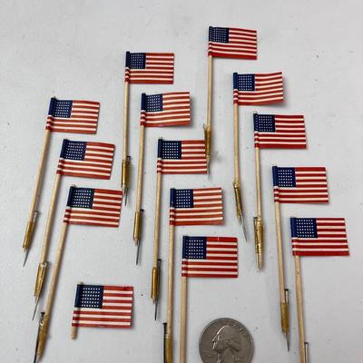 VINTAGE SET OF 14 PAPER 48 STAR FLAG PICKS 