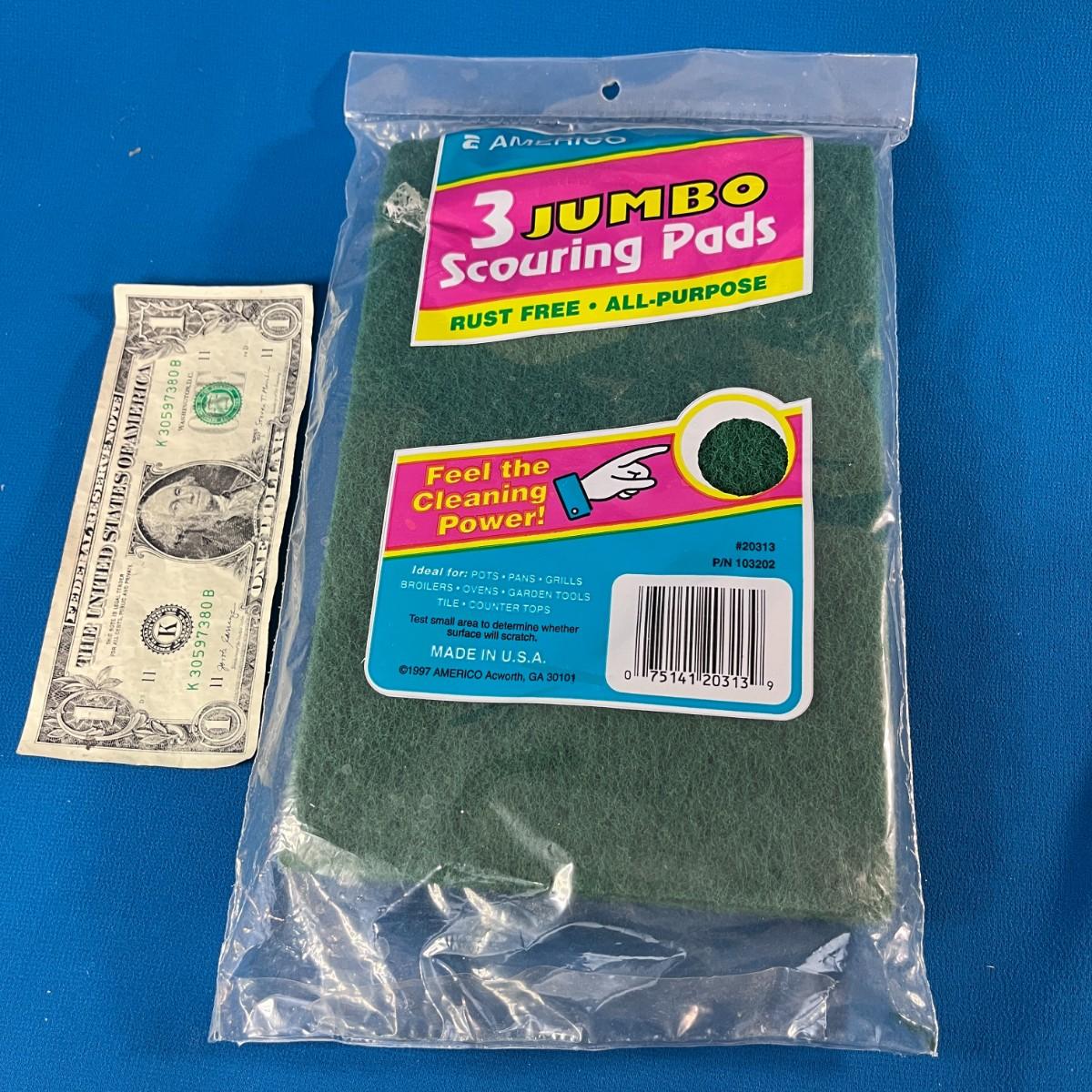 NEW IN PACKAGE 3 JUMBO SCOURING PADS 6” X 9”