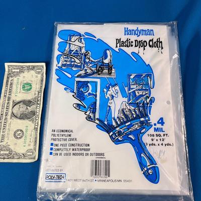 PLASTIC DROP CLOTH NEW IN PACKAGE 9â€™ X 12â€™
