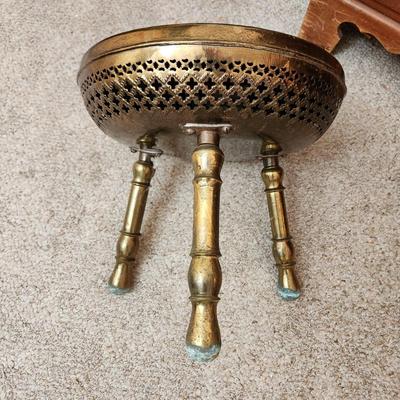 Vintage Brass Turkish bath Persian Stool foot warmer 14" dia X 12" h