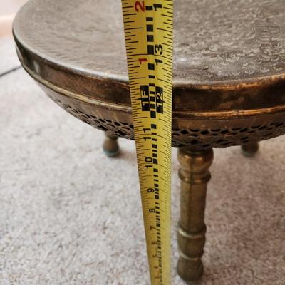 Vintage Brass Turkish bath Persian Stool foot warmer 14" dia X 12" h