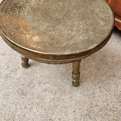Vintage Brass Turkish bath Persian Stool foot warmer 14" dia X 12" h