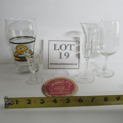 Lot of Misc Drinking Glasses, Packers, Childress, Coaster