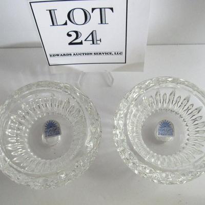 Two Heavy Lead Crystal Matching Double Candle Holders, Princess House