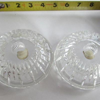 Two Heavy Lead Crystal Matching Double Candle Holders, Princess House