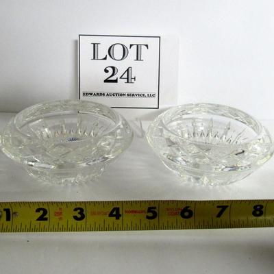 Two Heavy Lead Crystal Matching Double Candle Holders, Princess House