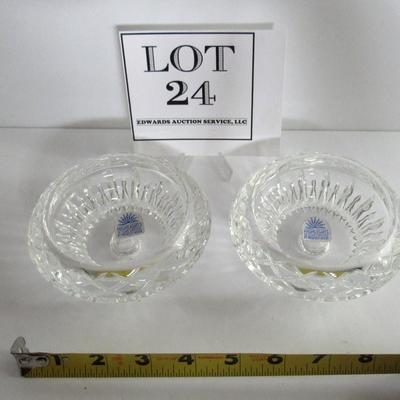 Two Heavy Lead Crystal Matching Double Candle Holders, Princess House