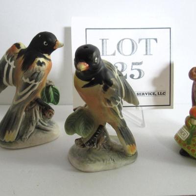 Vintage Bird Salt/Pepper Shakers and Josef Originals Girl Figurine