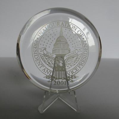 Old 2001 Bush/Cheney Inauguration of the President and Vice President Glass Paperweight