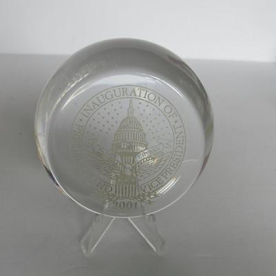 Old 2001 Bush/Cheney Inauguration of the President and Vice President Glass Paperweight