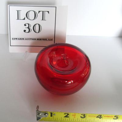 Red Glass Apple Paperweight