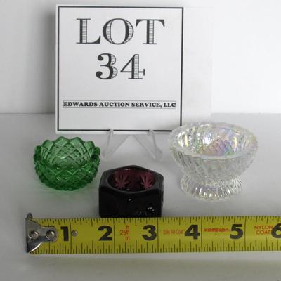 3 Colorful Glass Open Salt Dips