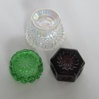 3 Colorful Glass Open Salt Dips