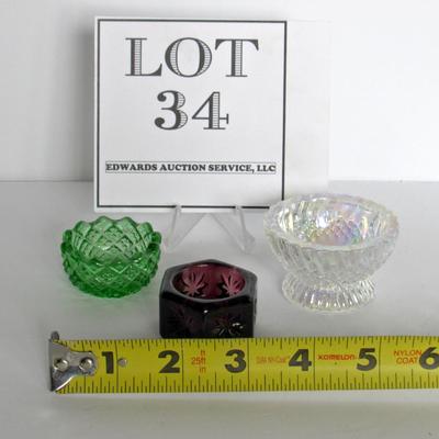 3 Colorful Glass Open Salt Dips