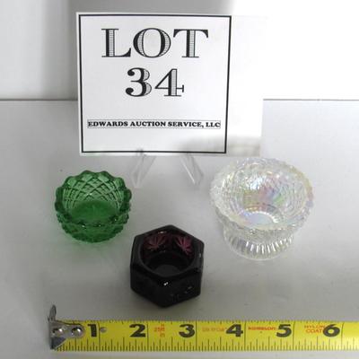 3 Colorful Glass Open Salt Dips