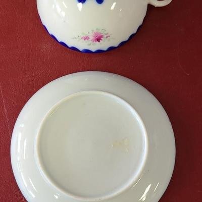 Flow Blue Cup & Saucer - some damage