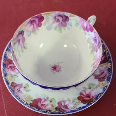 Flow Blue Cup & Saucer - some damage