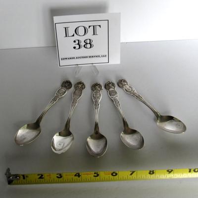 Lot of 5 Vintage Silver Plate State Spoons