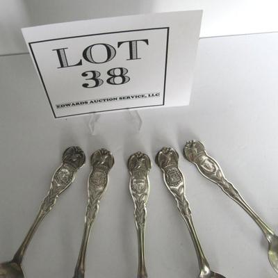 Lot of 5 Vintage Silver Plate State Spoons
