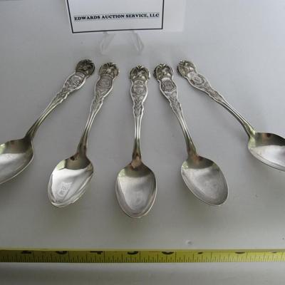 Lot of 5 Vintage Silver Plate State Spoons
