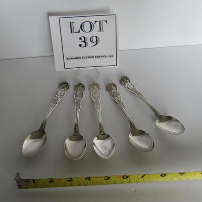 Lot of 5 Silver Plate Vintage State Spoons