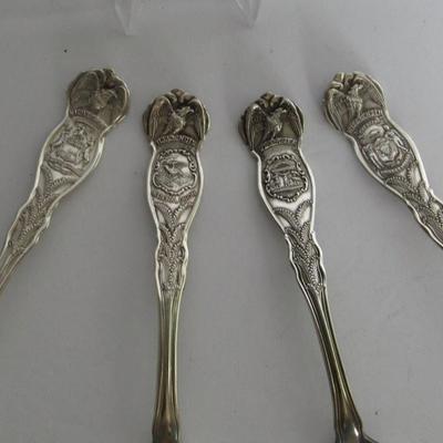 Lot of 4 Vintage Silver Plate State Spoons, WI, MI, IL, GA