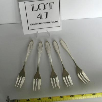 Set of 5 Matching Silver Plate Small Forks