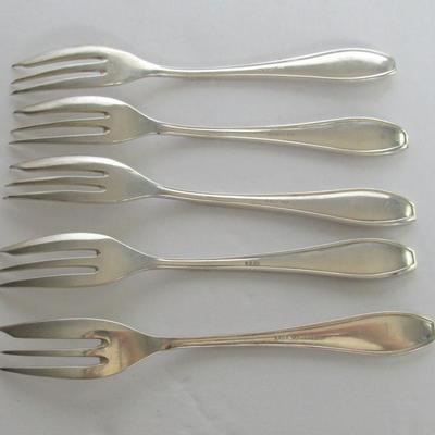 Set of 5 Matching Silver Plate Small Forks